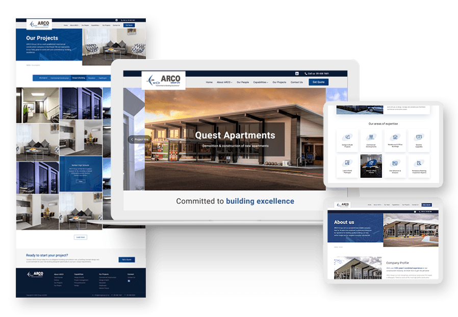 Najumiles created the website for construction company ARCO to present their services